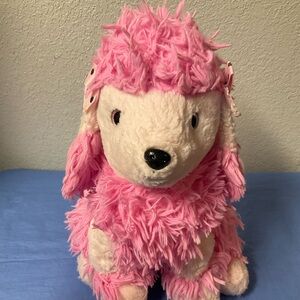 Restored HugFun Pink Plush Poodle with Polka Dot Bows on ears Stuffed animals
